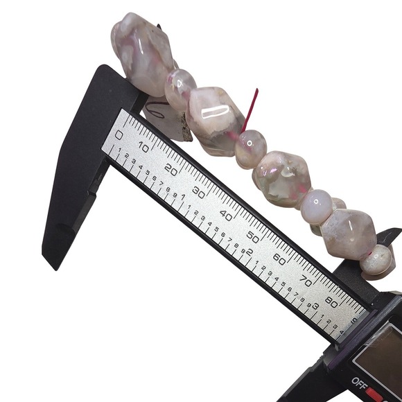 Natural Flower Agate Stone Stretch Bracelet Gemstone Beads - Picture 3 of 3